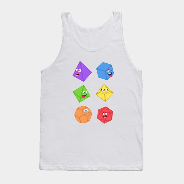 Cute Polyhedral Dice Monster Tabletop RPG Tank Top by dungeonarmory